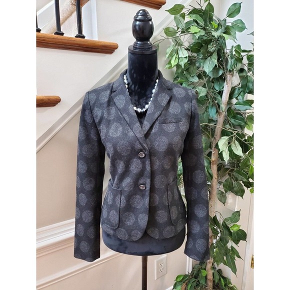 GAP The Academy Blazer Black Gray Polka Dot Wool Blend Blazer Jacket Size 4 - Picture 12 of 12